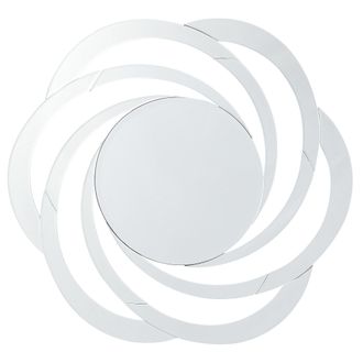Beliani Beliani - Espejo De Pared De Vidrio Plateado Mdf Patr&oacute;n Rayos De Sol Moderno Sala De Estar Dormitorio Treban
