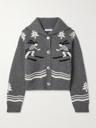 Calle Del Mar Cardigan In Cashmere A Intarsio - Grigio