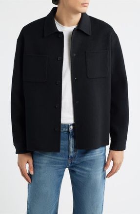 Frame Denim Double Face Wool Shirt Jacket in Black at Nordstrom, Size X-Large