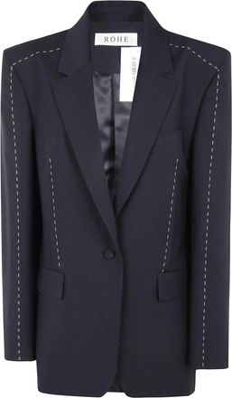 R&oacute;he Blazer met contrasterende stiksels - Dames - Blazers - Zwart - M - Wol - Jassen