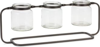 Melrose International Bottle Vases in Iron Stand 19.75L - Black