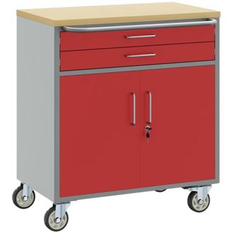 vidaXL Vidaxl - Banco De Trabajo Con Caj&oacute;n Rojo Y Gris 75 X 45 X 85 Cm