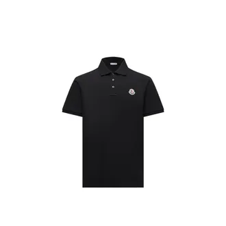 Moncler Moncler Logo Patch Cotton Piquet Polo Shirt, Men, Black, Size: 3xl