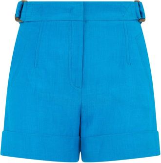 Alberta Ferretti Shorts met Hoge Taille - Dames - Korte Broeken - Blauw - XS - Katoen - Korte Broeken