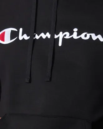 Champion Logo-Embroidered Compact Fleece Hoodie - Black