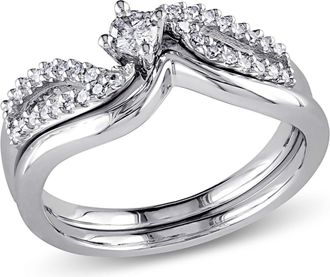 Mimi & Max 1/4ct TW Diamond Bridal Set Sterling Silver