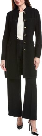 St. John Banded Collar Five-Button A-Line Long Jacket