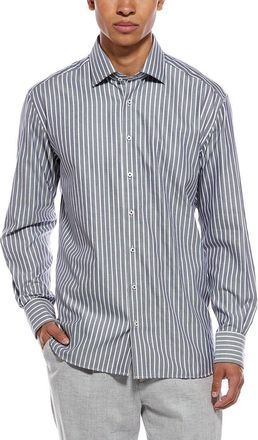 Eterna Herringbone Modern Fit Stripe Kent Collar Shirt