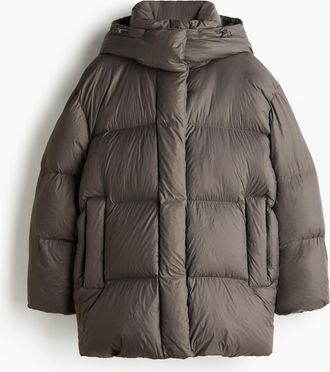 H&M Daunen-Pufferjacke mit Kapuze - Beige