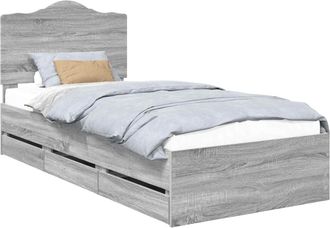 vidaXL Estructura De Cama Gris Sonoma 75 X 190 Cm Madera Ingenieril Vidaxl