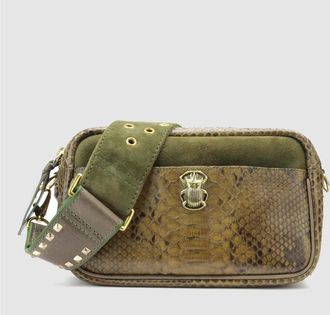 CLARIS VIROT Sac Lily Python Kaki Fonc&eacute;