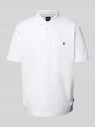 HUGO BOSS Slim Fit Poloshirt mit Label-Patch Modell Parris in Weiss, Gr&ouml;&szlig;e XXL