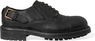 Dolce & Gabbana Elegante Heren Leren Derby Schoenen - Heren - Veterschoenen - Bruin - 40 EU - Leer - Schoenen