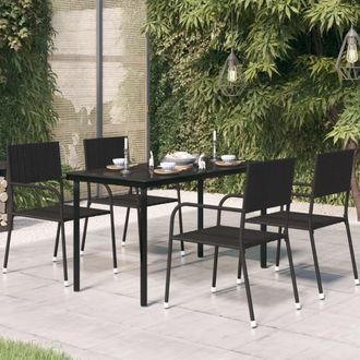 Berkfield Home Garden Dining Table Black 140x70x74 cm Steel & Glass | Size: 140 x 70 x 74 cm