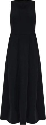Emporio Armani Mouwloze A-lijn Jurk tot Halverwege de Kuit - Dames - Maxi kleedjes - Zwart - L - Polyester - Kleedjes