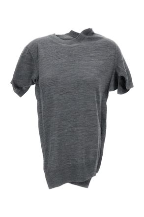 Junya Watanabe Grey Deconstructed Crew Neck Wool Sweater