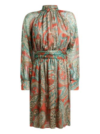 Etro paisley-print high-neck mini dress - Green