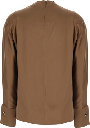 Max Mara Womens Silk Blend Shirt Brown Blouses