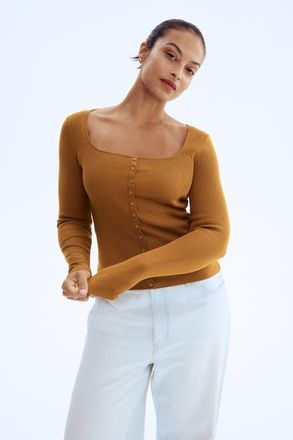 H&M Square-neck Top in Light Brown at Nordstrom, Size Xx-Small