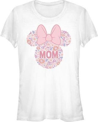 Minnie Mouse Juniors Minnie Mouse Bow Icon Mom Flower Pattern T Shirt in White at Nordstrom, Size Xx-Large