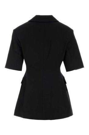 Ganni Womens Black Stretch Cotton Blazer Giacche E Gilet Jacket