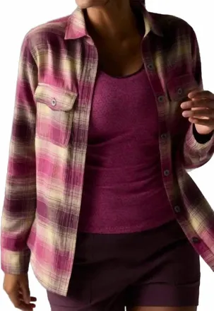 Rabbit Womens High Country Long Sleeve Flannel Shirt In Mauve Plaid