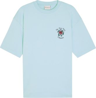 Dr&ocirc;le de Monsieur DR&Ocirc;LE DE Monsieur Le T-shirt Slogan Printed Cotton T-shirt - Light Blue - XL