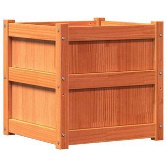 vidaXL Vidaxl - Jardinera Exterior Madera Maciza Pino Marr&oacute;n Cera 50x50x50 Cm