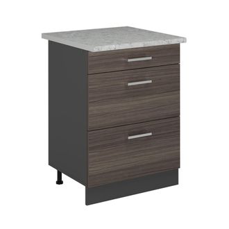 Vicco Mueble Bajo De Cocina R-line, Gris Noble, 60 Cm Con Cajones, M&aacute;rmol Ap