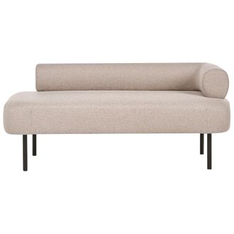 Beliani Chaise Longue Con Tapizacer&iacute;a De Tela Patas De Metal Derecho Marr&oacute;n Claro Mirmande
