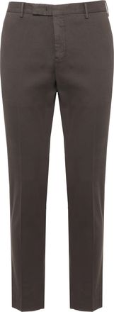 Pantaloni Torino Brown Tailored Cotton Straight-Leg Pants