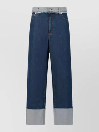 Marni wide leg bleached denim trousers cuffs