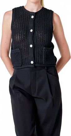 endless rose Statement Buttons Knit Vest In Black