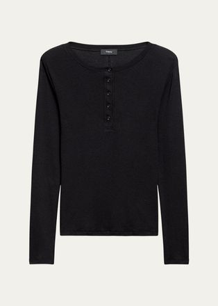 Theory Purl Henley Long-Sleeve T-Shirt