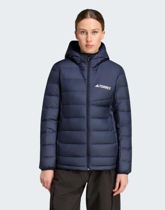 adidas Terrex giacca imbottita con cappuccio Climawarm multi light in legend ink-Nero