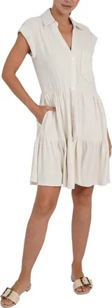Love Token Karla Linen Blend Short Shirtdress In Natural