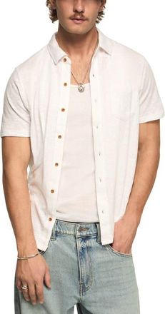 Lucky Brand Slub Knit Short Sleeve Cotton Blend Button-Up Shirt in Bright White at Nordstrom, Size Xx-Large