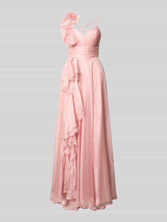 Vera Mont Abendkleid mit Volants und Herz-Ausschnitt in Hellrosa, Gr&ouml;&szlig;e 32