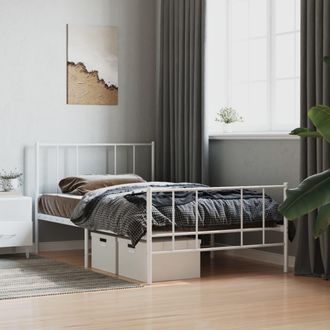 vidaXL Estructura Cama Sin Colch&oacute;n Con Estribo Metal Blanco 80x200 Cm Vidaxl