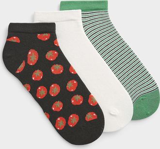 Simons Womens Solid/patterned ped socks 3-pack