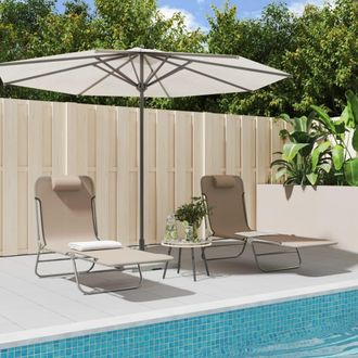 vidaXL Tumbonas Plegables 2 Uds Acero Y Textilene Gris Taupe Vidaxl