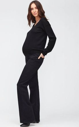 7 For All Mankind Womens Ladies Jeans Bootcut Maternity Sliillluxgra Fit - Black - Size 24 (Waist)