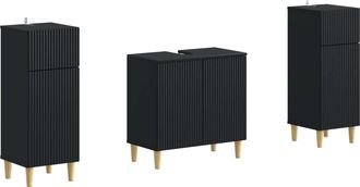 vidaXL Juego De Gabinete De Ba&ntilde;o De 2 Piezas Arnhem Negro Vidaxl
