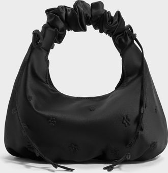 Charles & Keith Mabel Satin Floral-Vine Hobo Bag