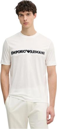 Emporio Armani T-shirt van lyocell-mix jersey met zacht aanvoelend logo in reli&euml;f - Heren - T-shirts - Beige - S - Katoen - Tops