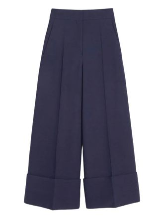 Valentino Garavani Crepe Couture trousers - women - Silk/Cotton/Virgin Wool - 42 - Blue