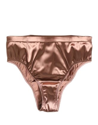 Dolce & Gabbana Brown Silk Satin Lingerie Panty Brief Womens Underwear