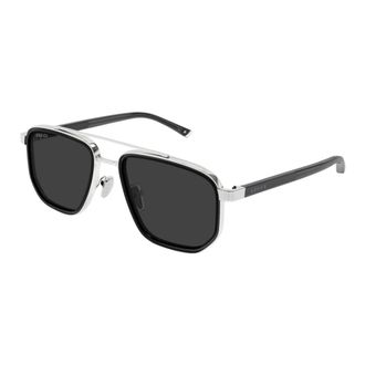Gucci Navigator Montuur Zonnebril - Heren - Accessoires - Grijs - Maat: 55 MM Nylon
