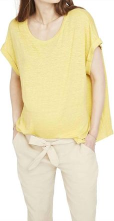 Hatch Linen Circle Short Sleeve Tee In Canary Yellow