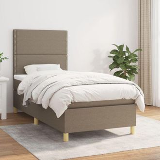 vidaXL Cama Box Spring Con Colch&oacute;n Tela Gris Taupe 90x200 Cm Vidaxl